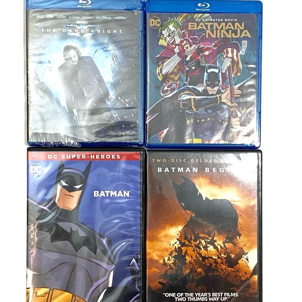 Batman Movie Lot of 4 DVD Blu Ray Dark Knight DC Super Heroes Ninja Begins Used